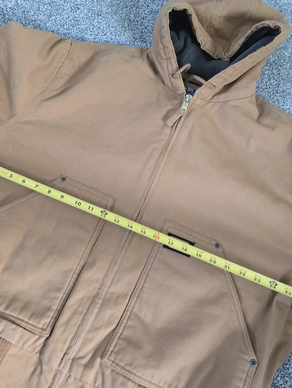 Big Smith Hooded Men's Tan Canvas Work Jacket Size Large - Picture 3 of 4